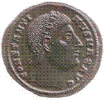 Constantine the Great head with diadem (plain,
                    rosette, pearl) looking upwards RIC 32