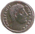 Constantine the Great head with diadem (plain, rosette, pearl) looking upwards RIC 32