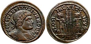 Constantine II GLORIA EXERCITVS Lyons 254