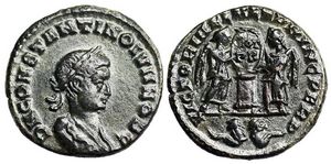 Constantine II VICTORIAE
                      LAET PRINC PERP from Lyons