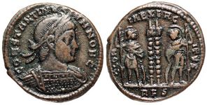 Constantine II GLORIA EXERCITVS Rome 328