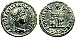 Constantine II PROVIDENTIAE CAESS campgate
                        Siscia 202