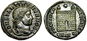 Constantine II PROVIDENTIAE CAESS campgate
                        Siscia 216