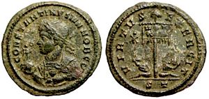 Constantine II
                      VIRTVS EXERCIT Ticinum 121