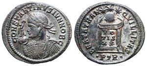 Constantine II BEATA TRANQVILLITAS cf Trier
                        382 RMBT 100
