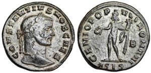 Constantius I GENIO
                        POPVLI ROMANI Siscia 98a