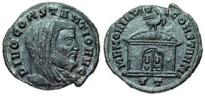 Constantius I
                        MEMORIA DIVI CONSTANTI Ticinum 97