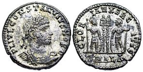 Constantius II
                      GLORIA EXERCITVS Alexandria 60