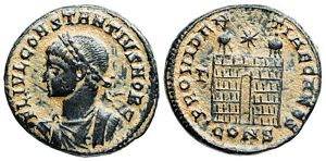 Constantius II
                      PROVIDENTIAE CAESS Constantinople 21 campgate