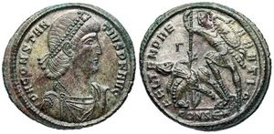 Constantius
                        II FEL TEMP REPARATIO Constantinople 81 fallen
                        horseman