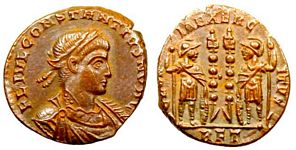 Constantius II GLORIA EXERCITVS Rome 329