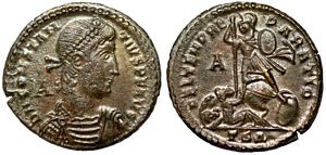 Constantius II
                      FEL TEMP REPARATIO Thessalonica 123 fallen
                      horseman