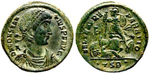 Constantius II
                      FEL TEMP REPARATIO Thessalonica 134 fallen
                      horseman