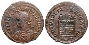 Constantius II PROVIDENTIAE CAESS unofficial
                      issue from Ticinum