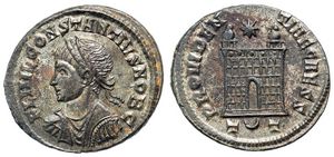 Constantius II
                      PROVIDENTIAE CAESS Ticinum 201 campgate