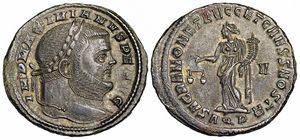 Maximianus SACR
                        MONET AVGG ET CAESS NOSTR Aquileia 31b
