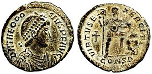 Theodosius I
                        VIRTVS EXERCITI Constantinople 83b