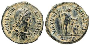 Valentinian II VIRTVS EXERCITI Antioch 63b