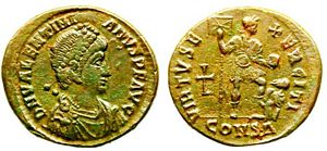 Valentinian II
                      VIRTVS EXERCITI Constantinople 83