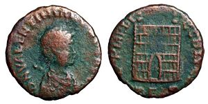 Valentinian II
                      GLORIA REIPVBLICE campgate Thessalonica 62a