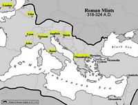 Map of the mints controlled by Constantine the Great 318-324 A.D.