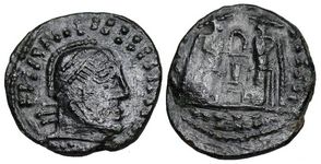 Barbarous imitation of
                  Constantines VICTORIAE LAETAE PRINC PERP from Siscia
