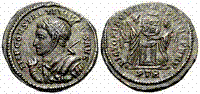 Constantine the Great VICTORIAE LAETAE PRINC PERP billon coin
