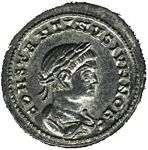 B3 Bust  Constantine II     head laureate, draped,cuirassed, seen from the back
