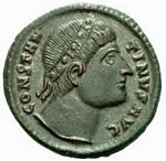 E4
                    Bust Constantius II head with plain diadem, looking
                    upwards
