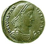 E9 Bust  Constantius II    pearl diadem; draped and cuirassed bust
