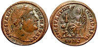 Constantine the
                    Great CONSTANTINIANA DAFNE eyes to the heavens RIC
                    VII Constantinople 32