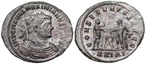 Maximianus
CONSERVATOR AVGG from Siscia secret coded