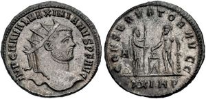 Maximianus
CONSERVATOR AVGG Siscia 580 secret coded