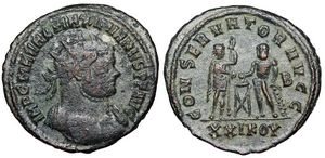 Maximianus
CONSERVATOR AVGG from Siscia 580 heroic nude bust
secret coded