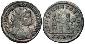 Maximianus
CONSERVATOR AVGG from Siscia 581 heroic nude bust
secret coded