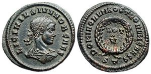Licinius II DOMINORVM
                      NOSTRORVM CAESS VOT V Ticinum 151
